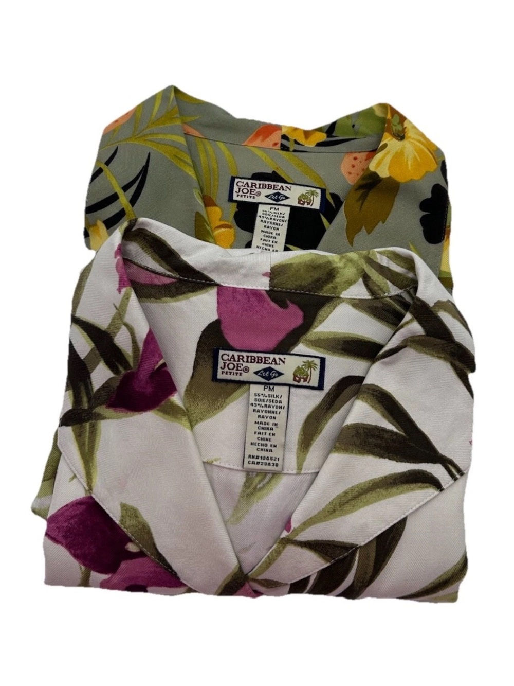 Caribbean Joe Tropical Floral Shirt BUNDLE— Olive Green, Yellow & Coral